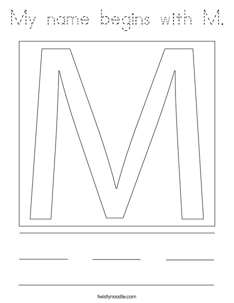 My name begins with M. Coloring Page