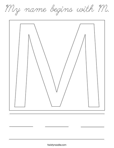 My name begins with M. Coloring Page