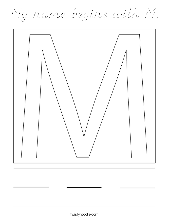 My name begins with M. Coloring Page