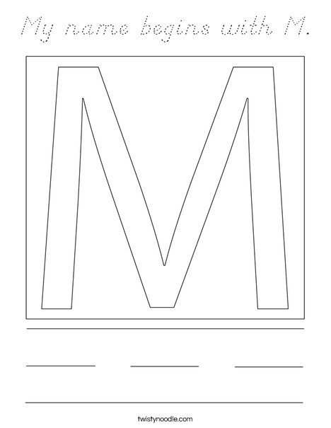 My name begins with M. Coloring Page