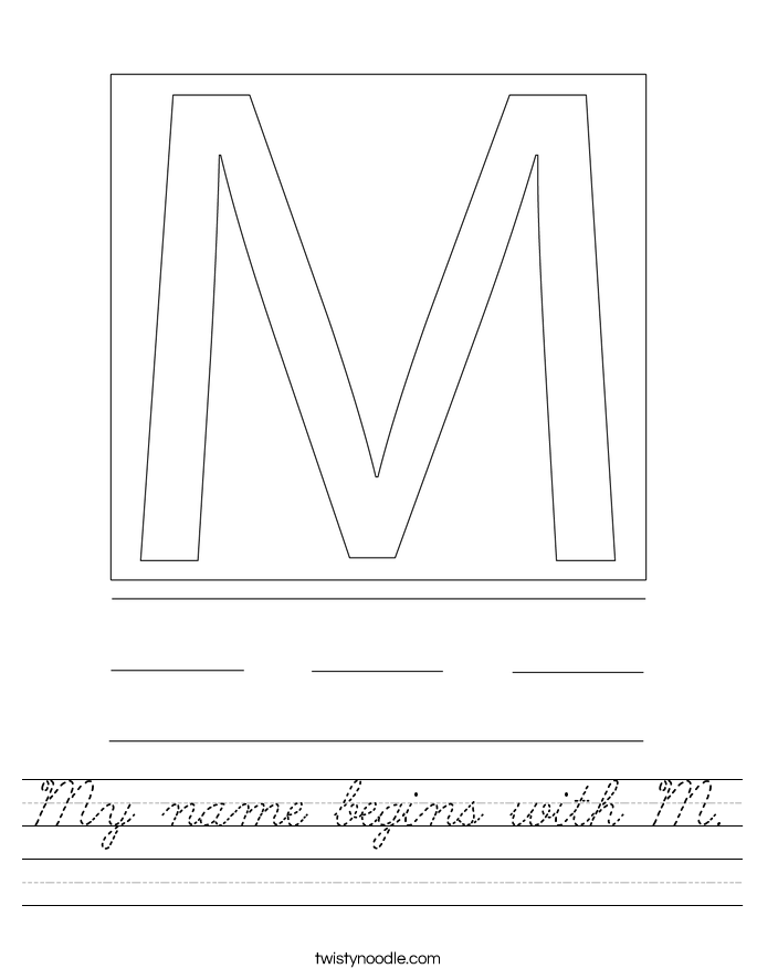 My name begins with M. Worksheet