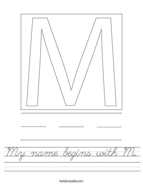 My name begins with M. Worksheet