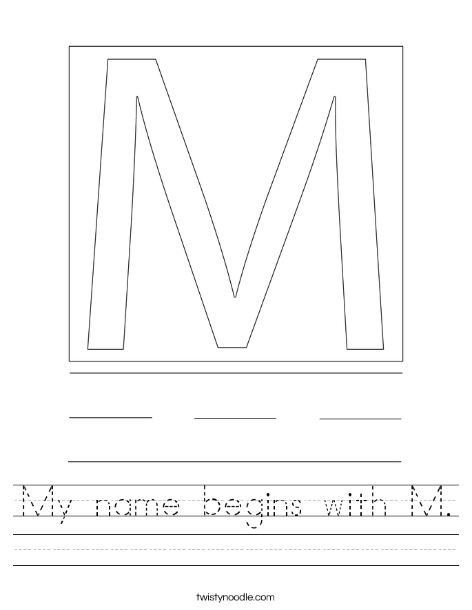 My name begins with M. Worksheet