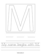My name begins with M Handwriting Sheet