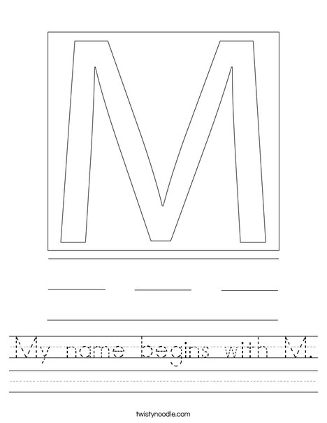 My name begins with M. Worksheet