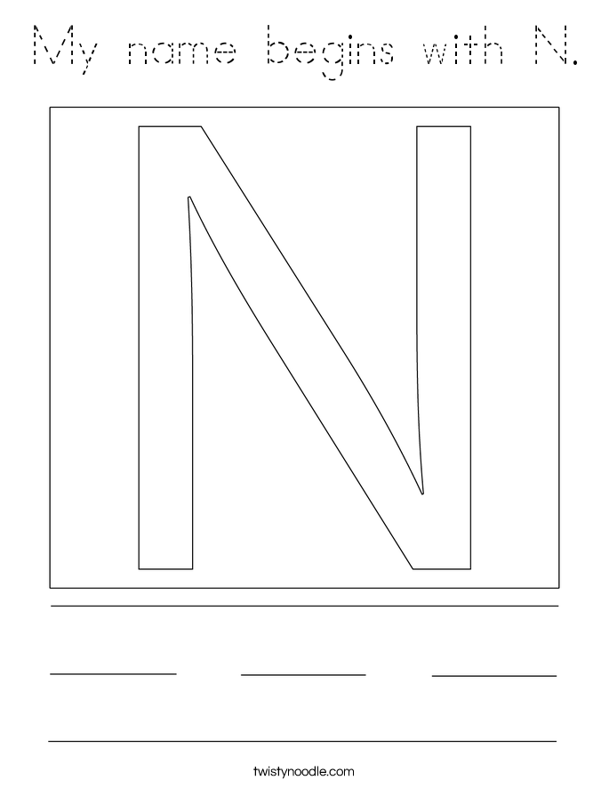 My name begins with N. Coloring Page