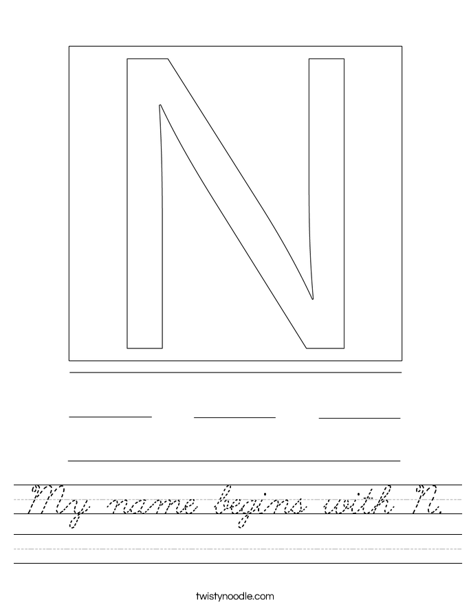 My name begins with N. Worksheet