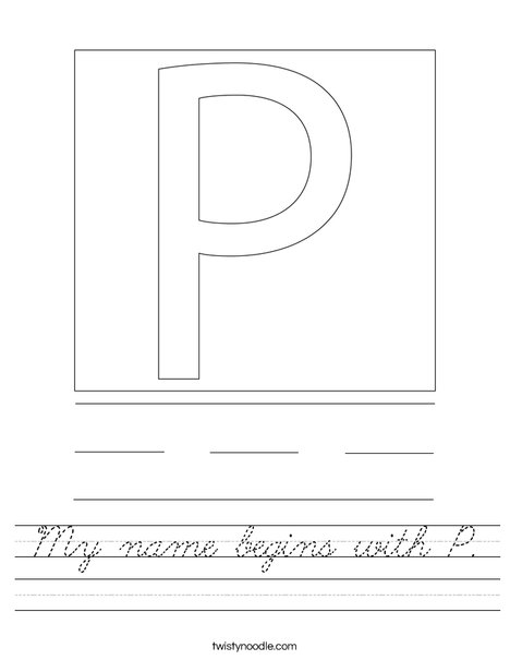 My name begins with P. Worksheet