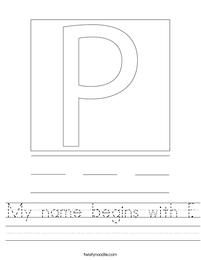 My name begins with P. Worksheet