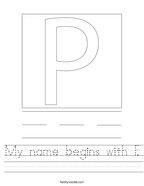 My name begins with P Handwriting Sheet