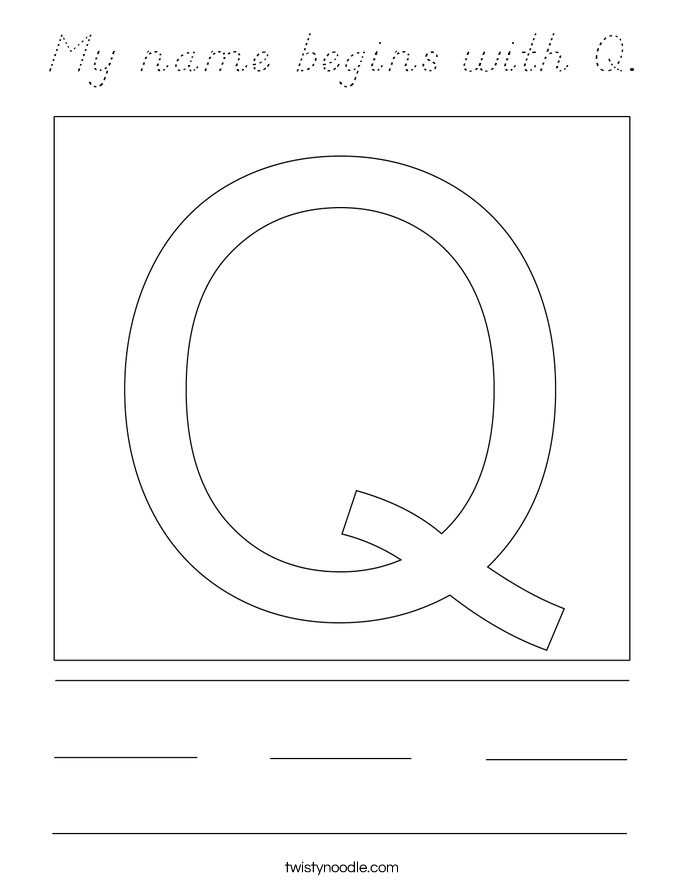 My name begins with Q. Coloring Page