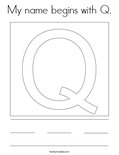 My name begins with Q. Coloring Page