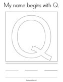 My name begins with Q Coloring Page