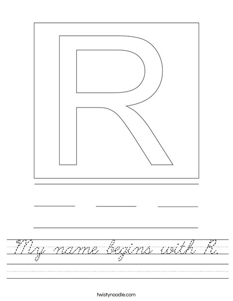 My name begins with R. Worksheet