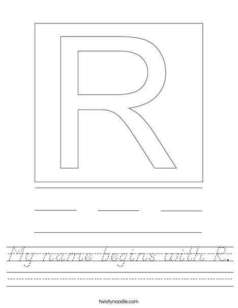 My name begins with R. Worksheet