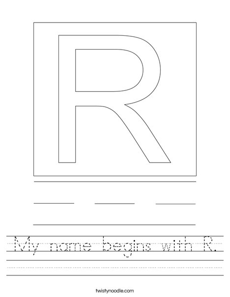 My name begins with R. Worksheet