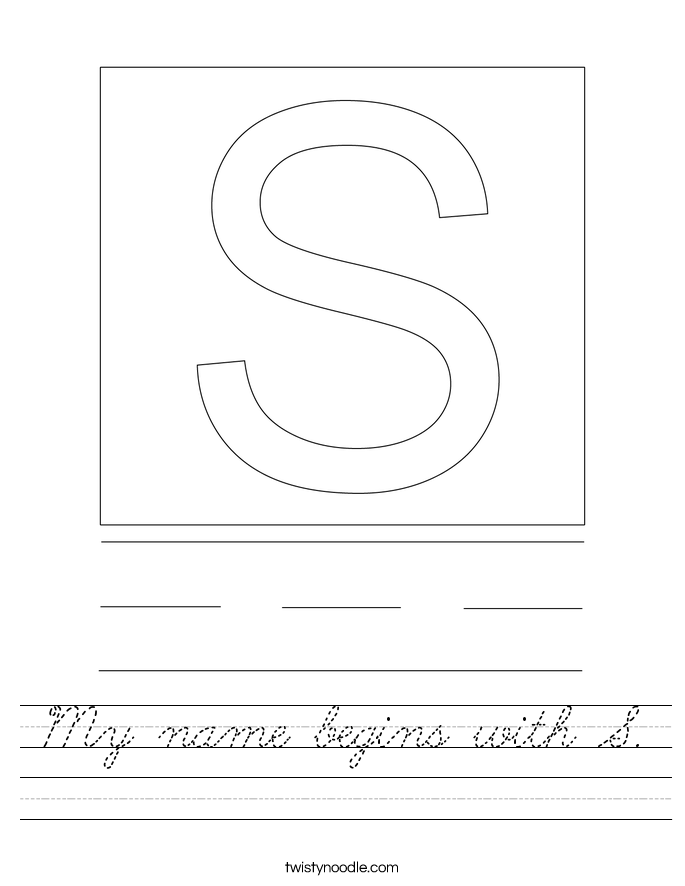 My name begins with S Worksheet Cursive Twisty Noodle