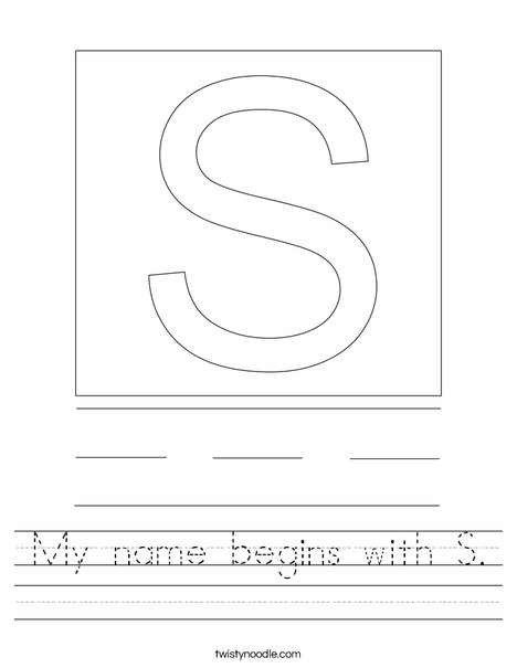 My name begins with S. Worksheet