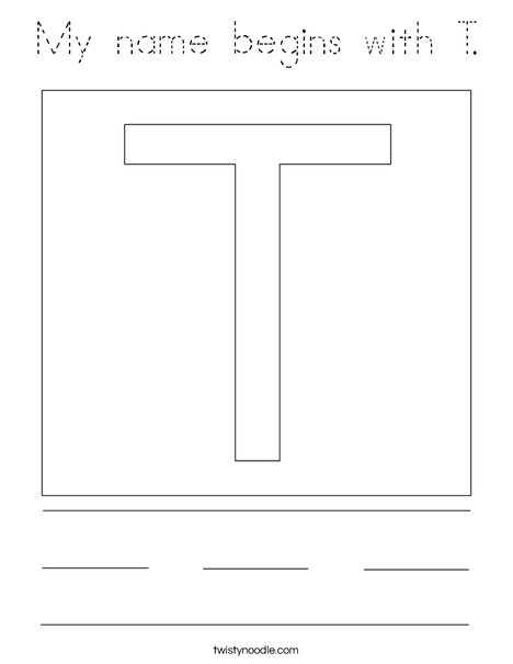 My name begins with T. Coloring Page