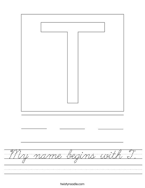 My name begins with T. Worksheet