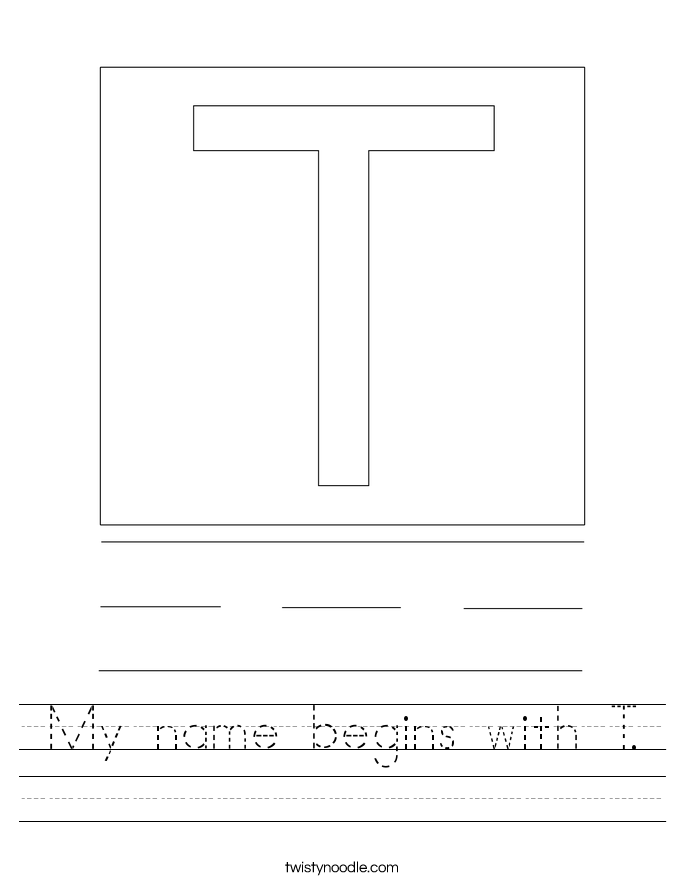 My name begins with T. Worksheet