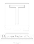 My name begins with T Handwriting Sheet