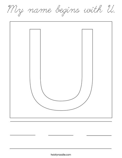 My name begins with U. Coloring Page