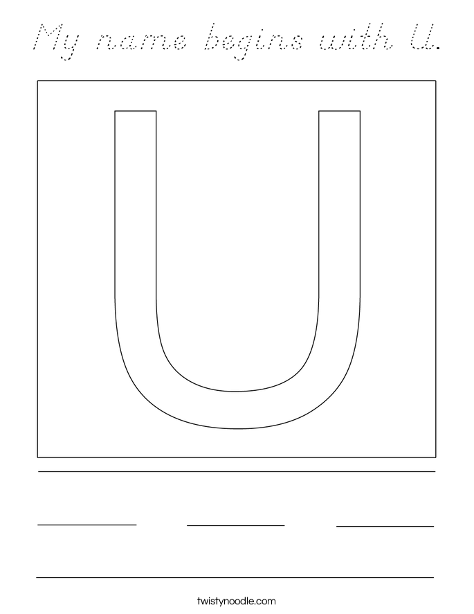 My name begins with U. Coloring Page