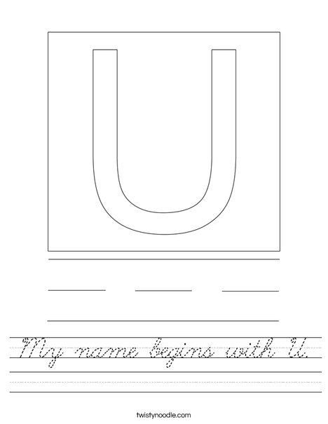 My name begins with U. Worksheet