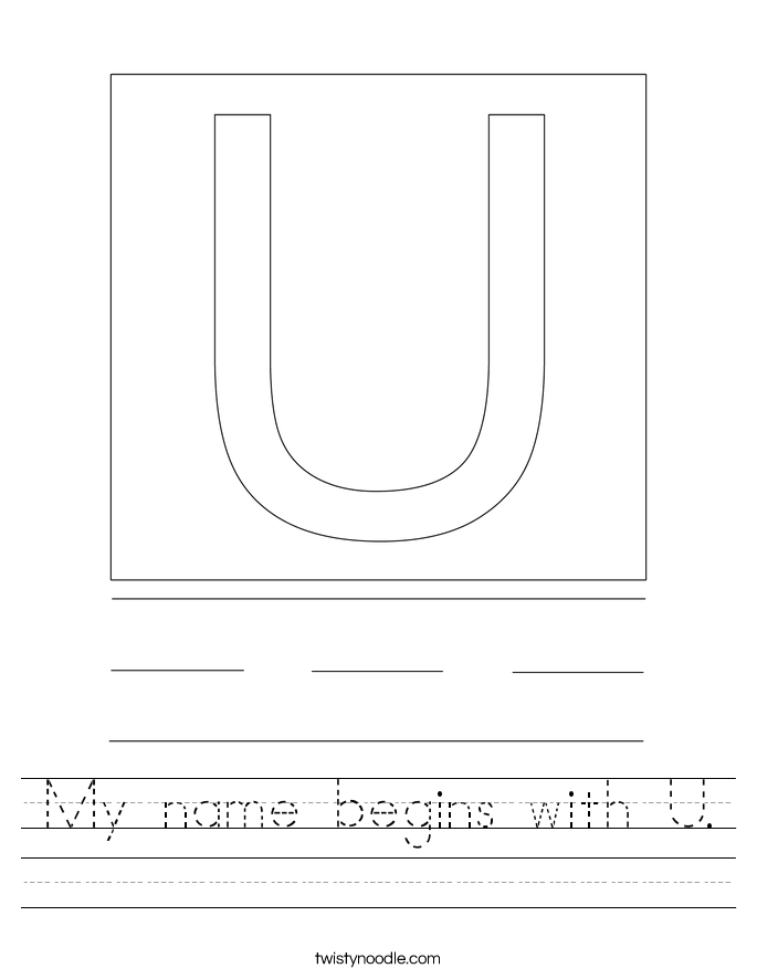 My name begins with U. Worksheet