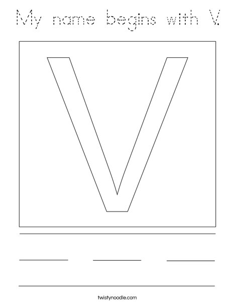 My name begins with V. Coloring Page