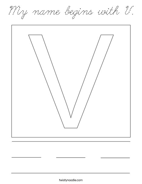 My name begins with V. Coloring Page