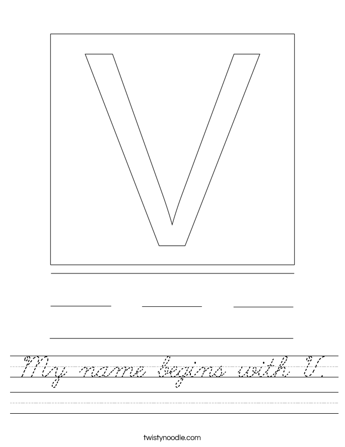 My name begins with V. Worksheet