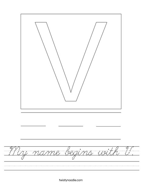 My name begins with V. Worksheet