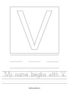 My name begins with V Handwriting Sheet