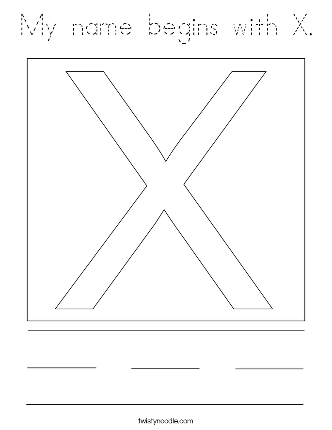 My name begins with X. Coloring Page