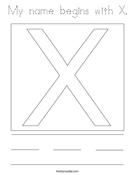 My name begins with X. Coloring Page