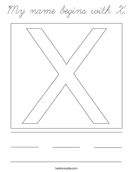 My name begins with X. Coloring Page