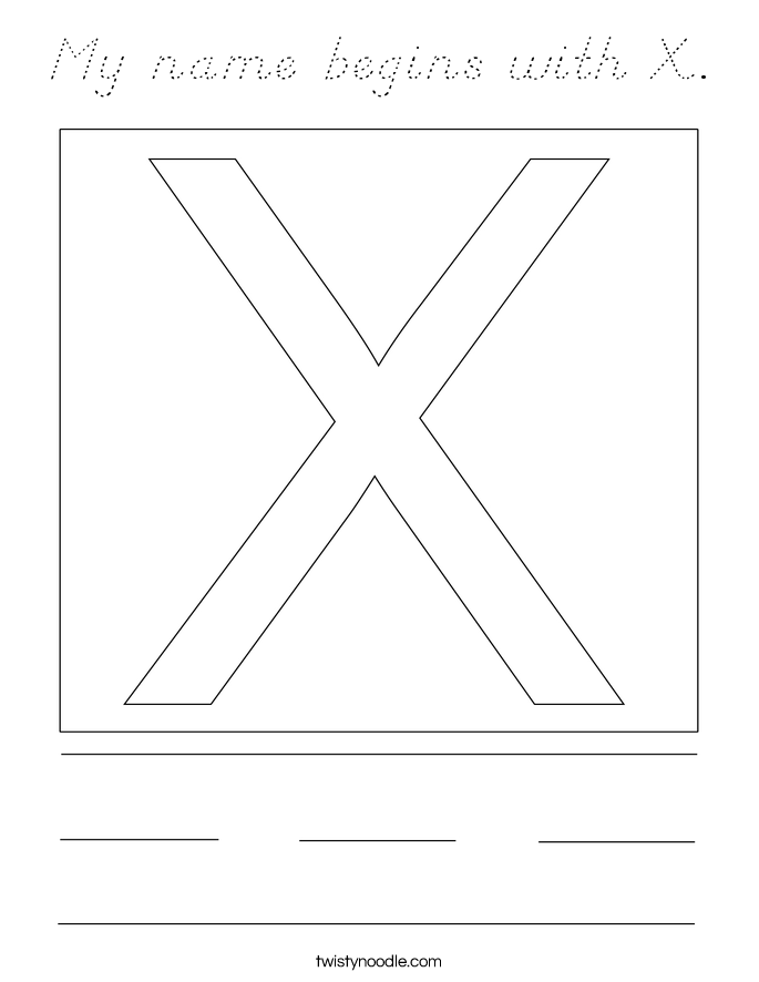 My name begins with X. Coloring Page