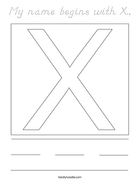 My name begins with X. Coloring Page