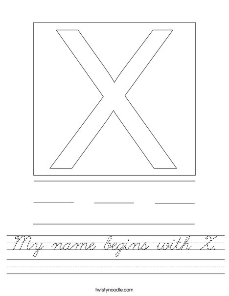 My name begins with X. Worksheet