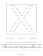 My name begins with X Handwriting Sheet