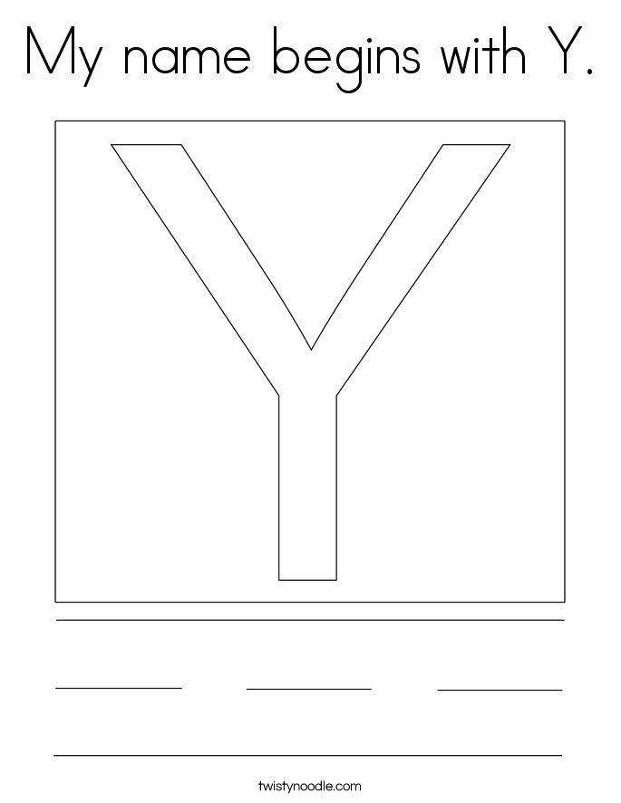 My name begins with Y. Coloring Page