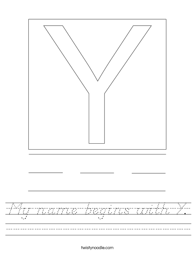 My name begins with Y. Worksheet