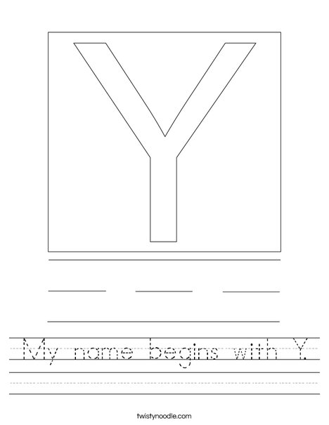 My name begins with Y. Worksheet