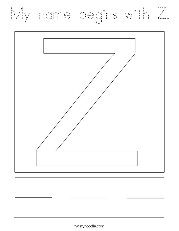 My name begins with Z. Coloring Page