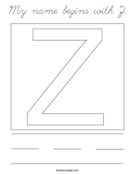 My name begins with Z. Coloring Page