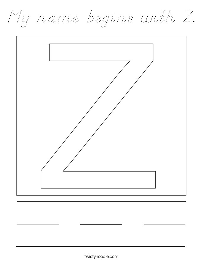 My name begins with Z. Coloring Page