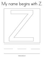 My name begins with Z Coloring Page
