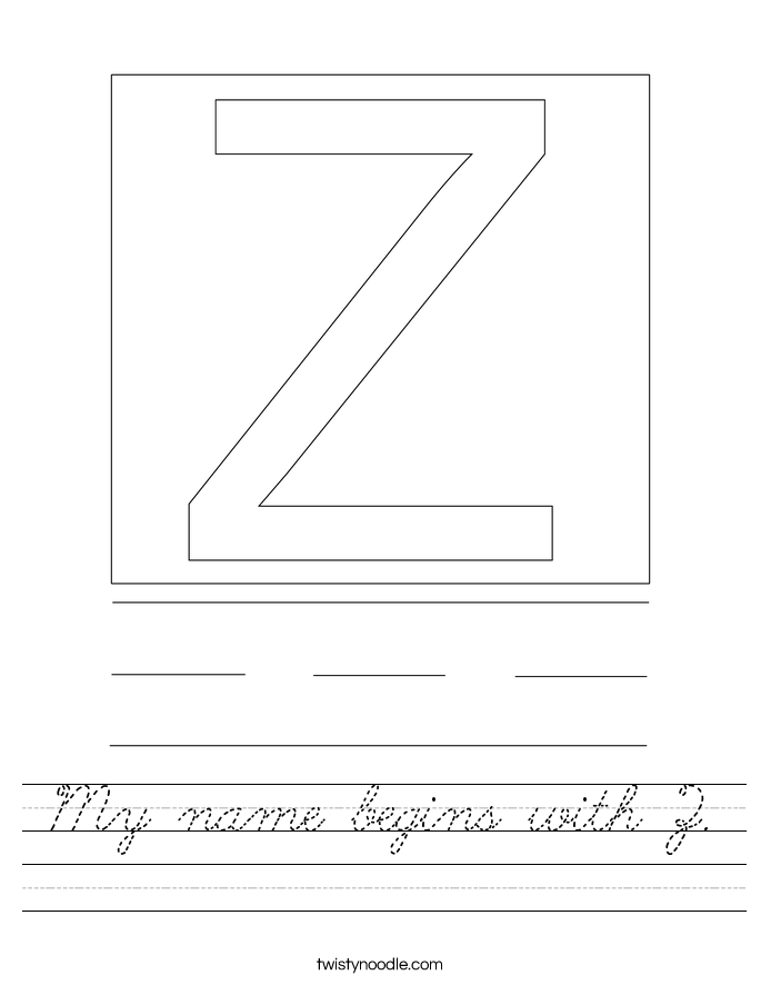 My name begins with Z. Worksheet